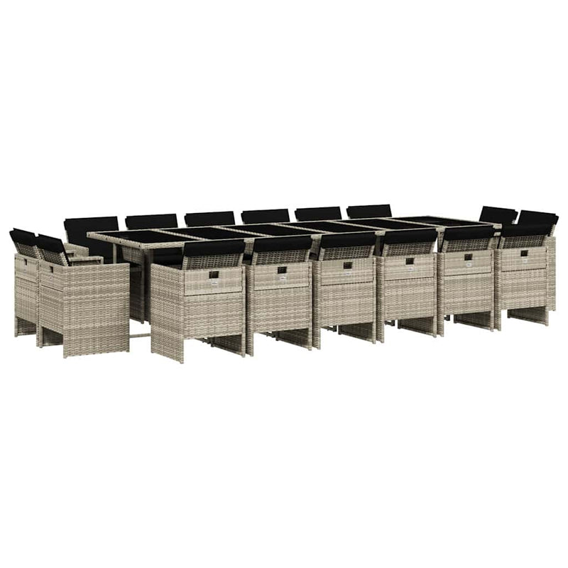 Set mobilier de grădină cu perne 17 piese gri deschis poliratan