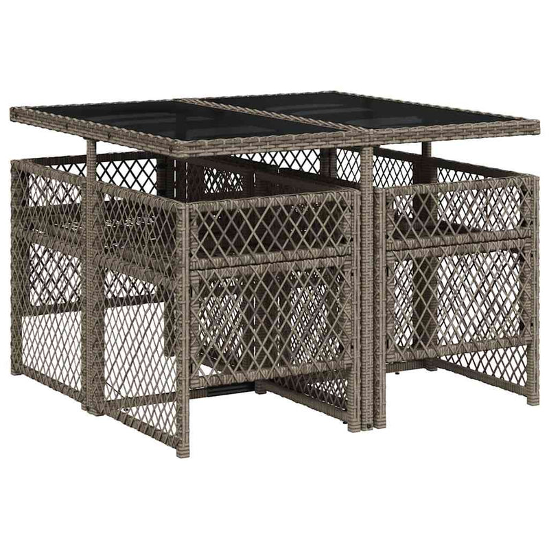 Set mobilier de grădină cu perne, 5 piese, gri, poliratan