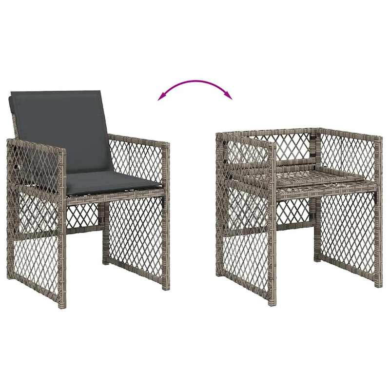Set mobilier de grădină cu perne, 5 piese, gri, poliratan