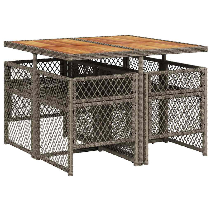Set mobilier de grădină cu perne, 5 piese, gri, poliratan