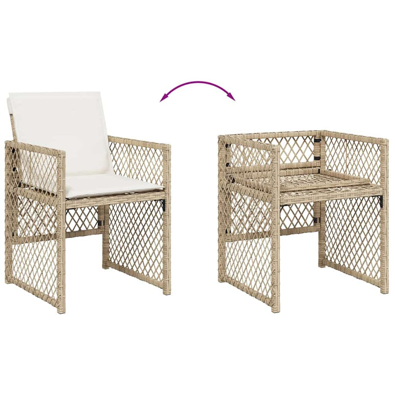 Set mobilier de grădină cu perne, 11 piese, bej, poliratan