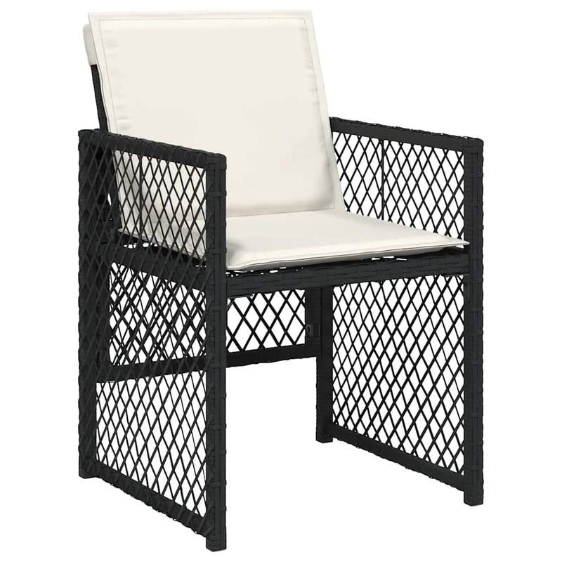 Set mobilier de exterior cu perne, 11 piese, negru, poliratan
