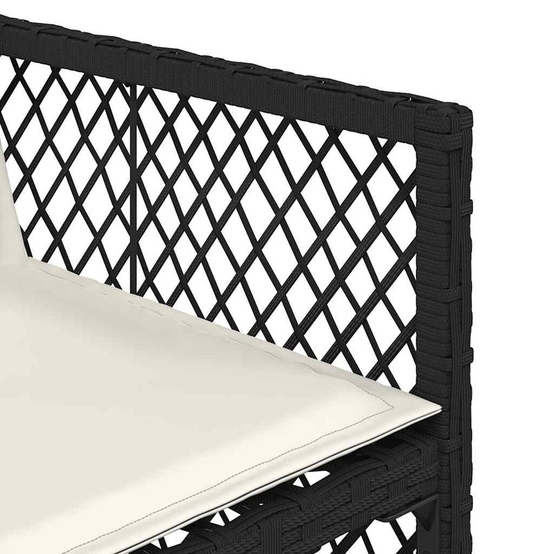 Set mobilier de exterior cu perne, 11 piese, negru, poliratan