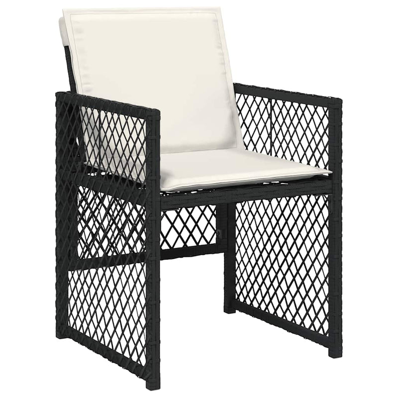 Set mobilier de grădină cu perne, 13 piese, negru, poliratan