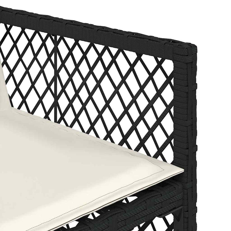 Set mobilier de grădină cu perne, 13 piese, negru, poliratan