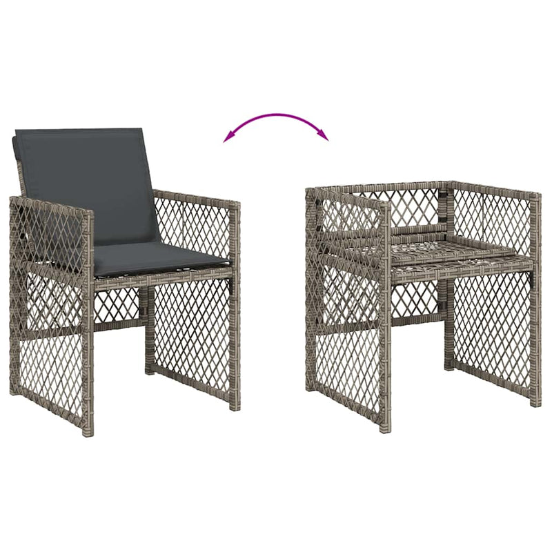 Set mobilier de grădină cu perne, 11 piese, gri, poliratan
