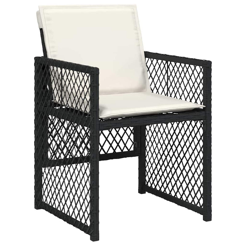 Set mobilier de exterior cu perne, 11 piese, negru, poliratan