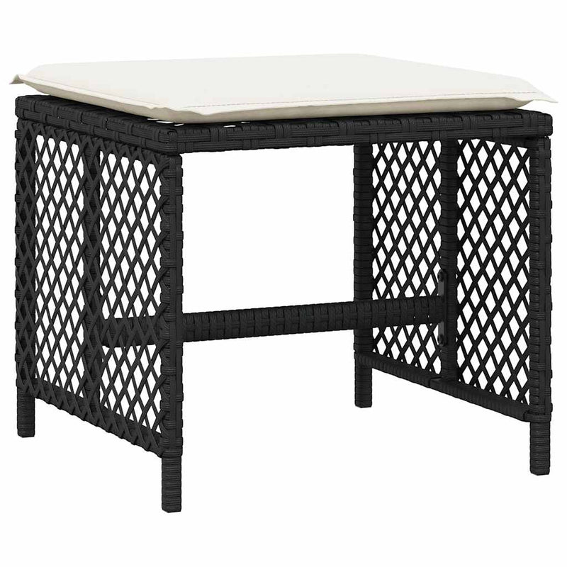 Set mobilier de exterior cu perne, 11 piese, negru, poliratan