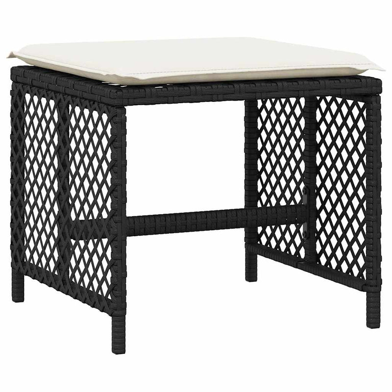 Set mobilier de grădină cu perne, 17 piese, negru, poliratan