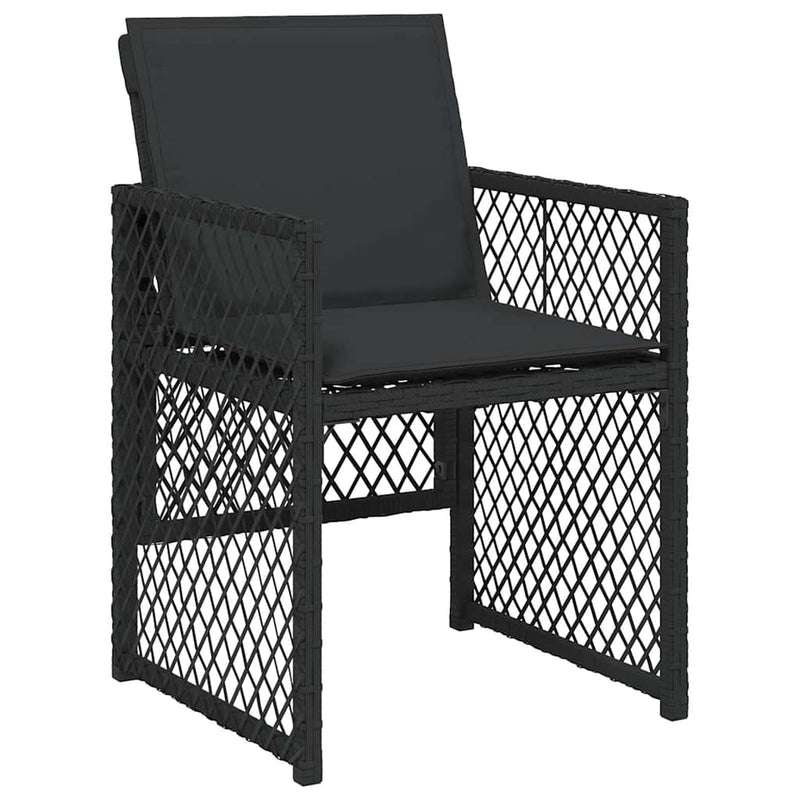 Set mobilier de grădină cu perne, 17 piese, negru, poliratan