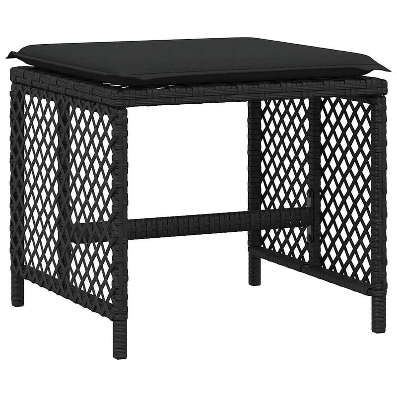 Set mobilier de grădină cu perne, 17 piese, negru, poliratan