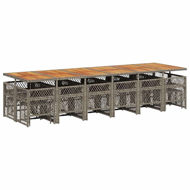 Set mobilier de grădină cu perne, 17 piese, gri, poliratan