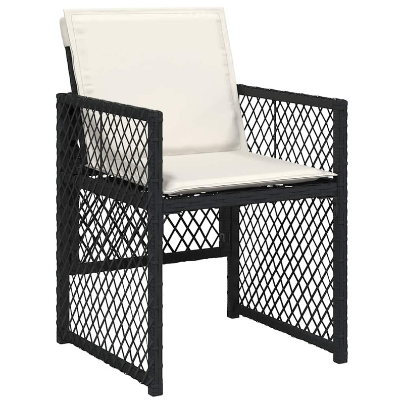 Set mobilier de grădină cu perne, 13 piese, negru, poliratan