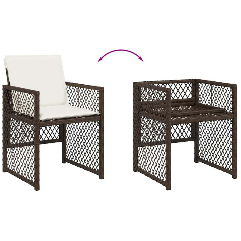 Set mobilier de grădină, 13 piese, maro, cu perne, poliratan