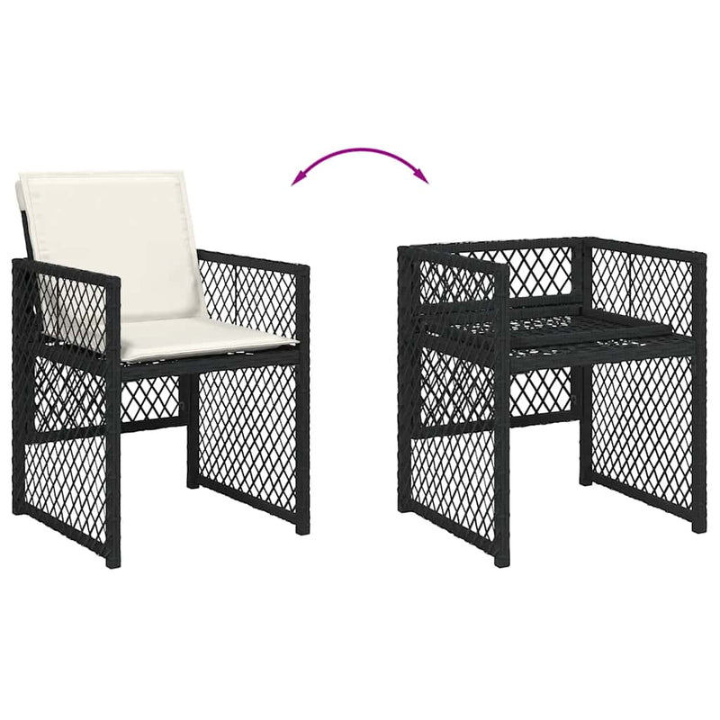Set mobilier de grădină cu perne, 15 piese, negru, poliratan