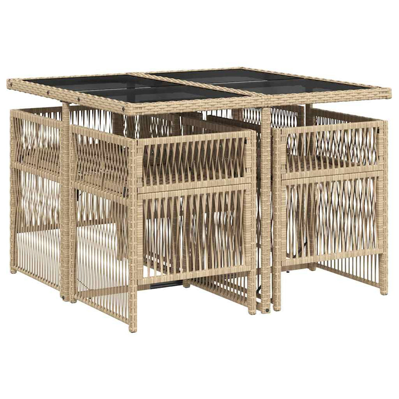 Set mobilier pentru grădină, 5 piese, cu perne, bej, poliratan