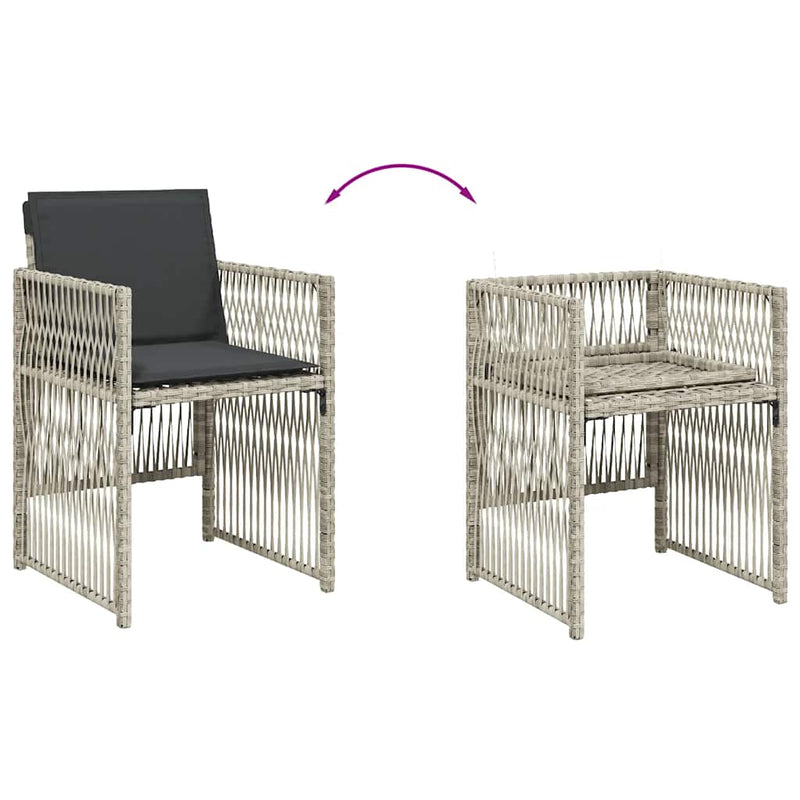 Set mobilier grădină cu perne, 9 piese, gri deschis, poliratan