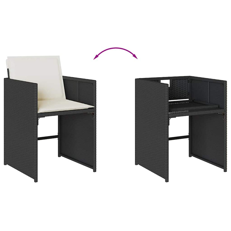 Set mobilier de grădină cu perne, 5 piese, negru, poliratan