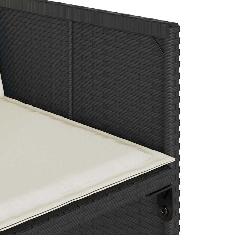 Set mobilier de grădină cu perne, 5 piese, negru, poliratan