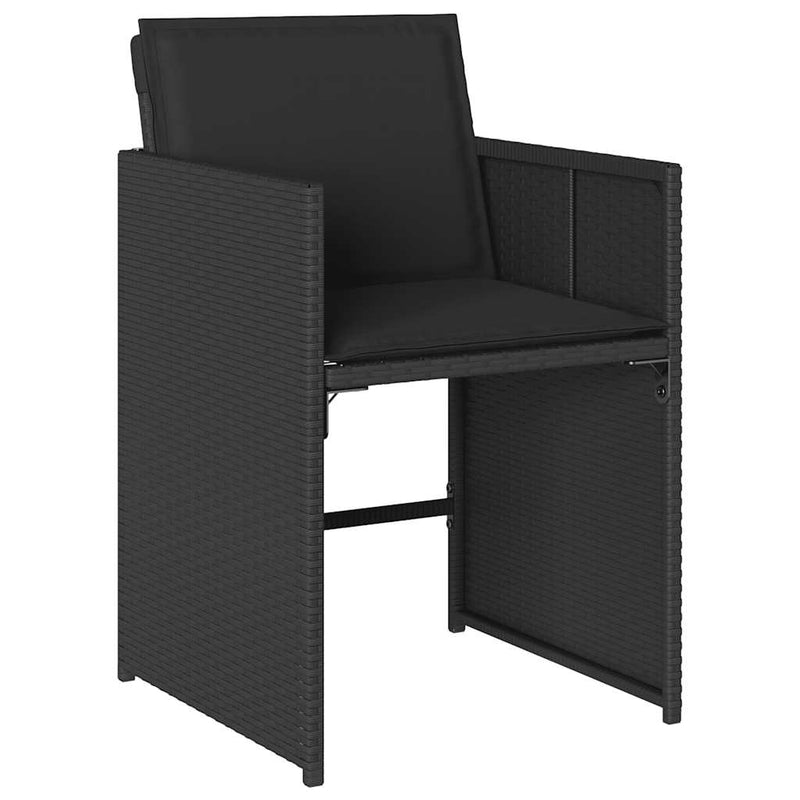 Set mobilier de grădină cu perne, 5 piese, negru, poliratan