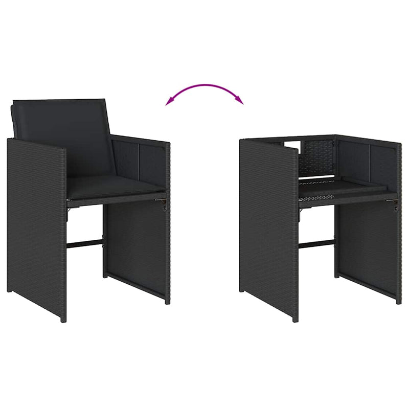 Set mobilier de grădină cu perne, 5 piese, negru, poliratan