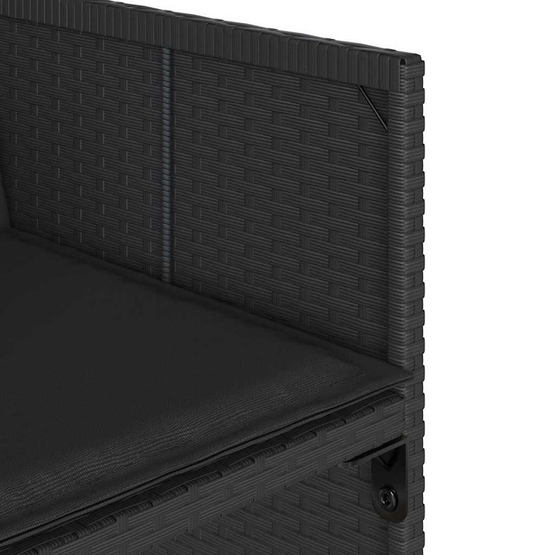 Set mobilier de grădină cu perne, 5 piese, negru, poliratan