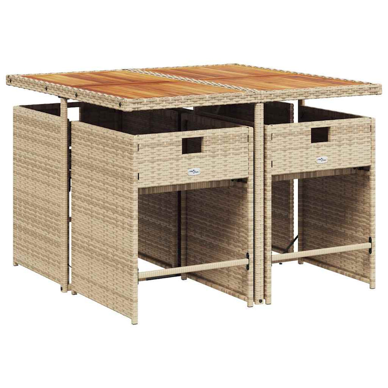 Set mobilier de grădină cu perne, 5 piese, bej, poliratan