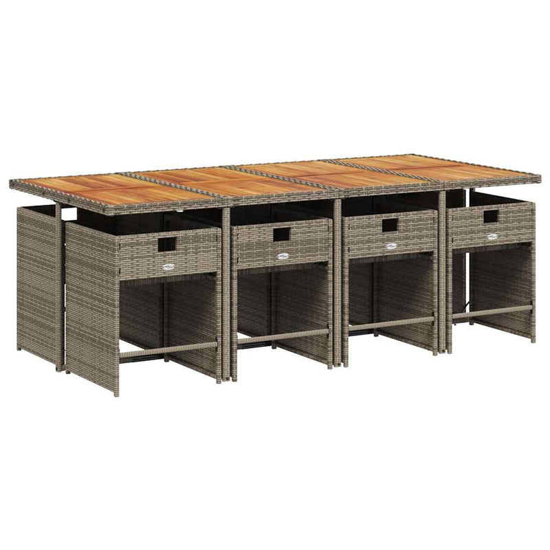 Set mobilier grădină cu perne, 9 piese, gri, poliratan