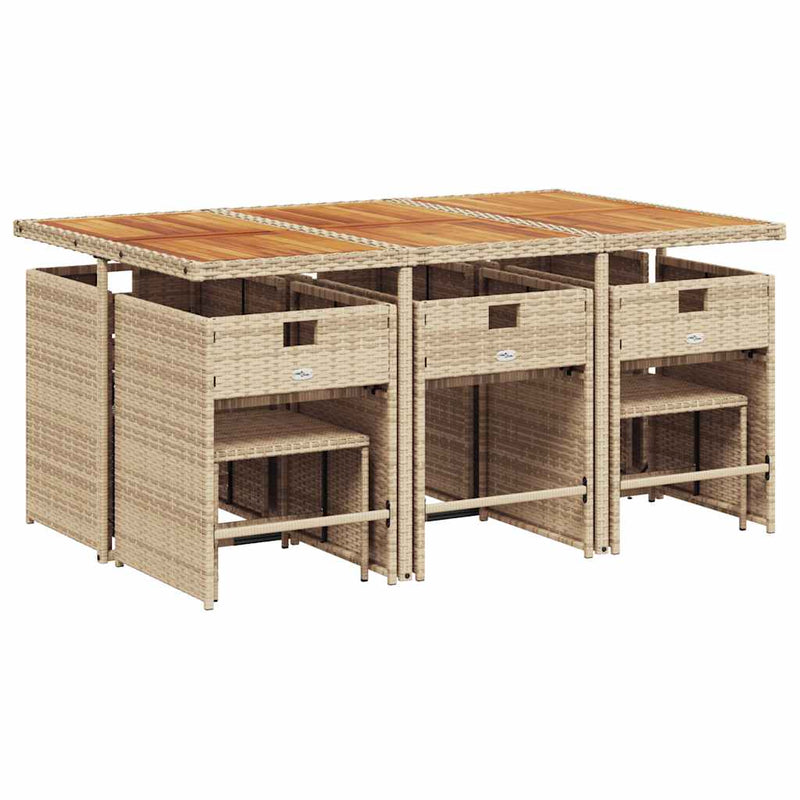 Set mobilier de grădină cu perne, 11 piese, bej, poliratan
