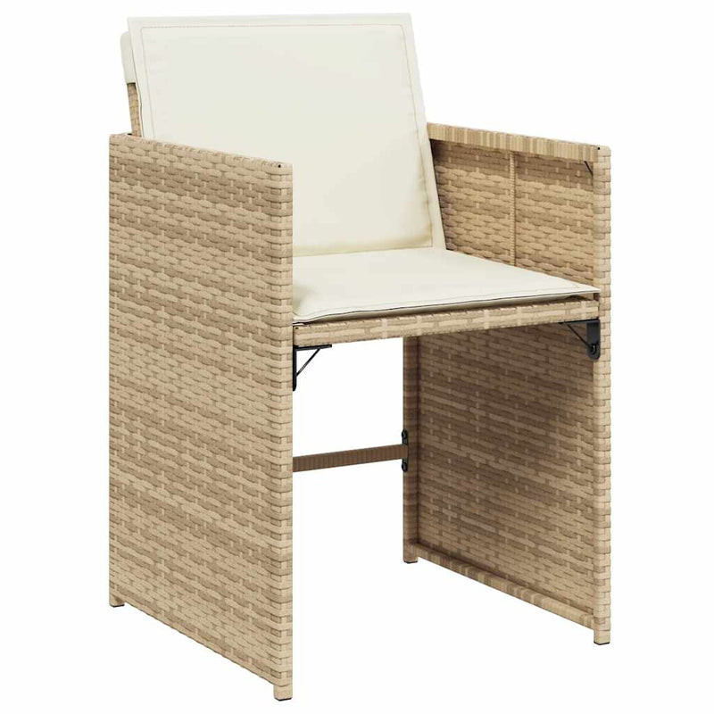 Set mobilier de grădină cu perne, 11 piese, bej, poliratan