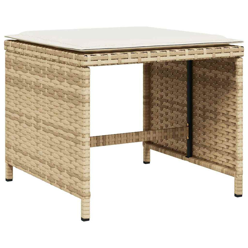 Set mobilier de grădină cu perne, 11 piese, bej, poliratan