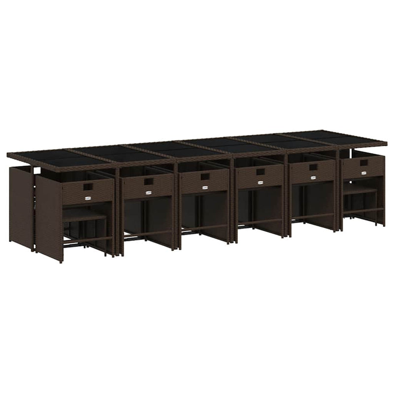 Set mobilier de grădină cu perne, 17 piese, maro, poliratan