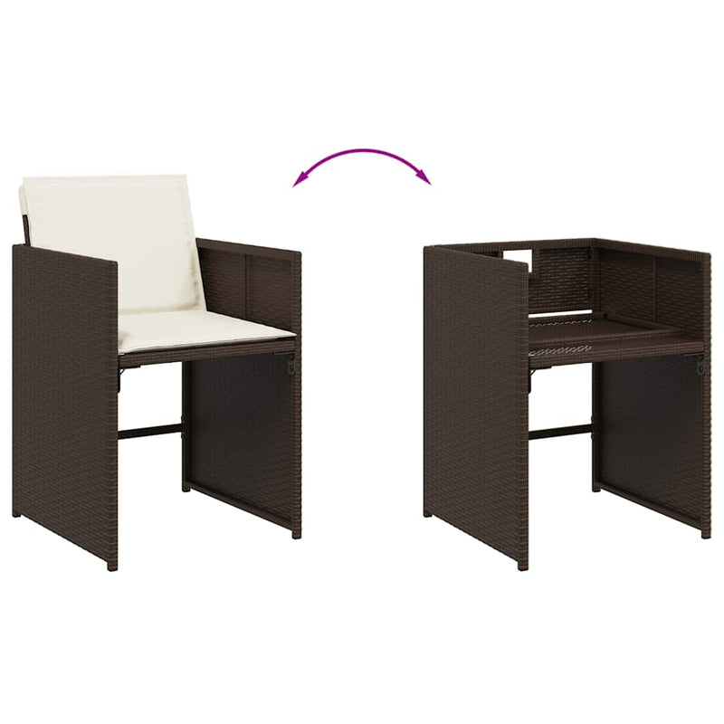 Set mobilier de grădină cu perne, 17 piese, maro, poliratan