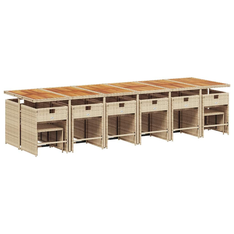 Set mobilier de grădină cu perne, 17 piese, bej, poliratan