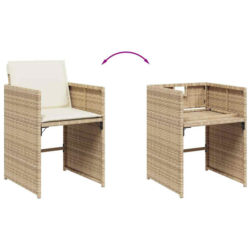 Set mobilier de grădină cu perne, 11 piese, bej, poliratan