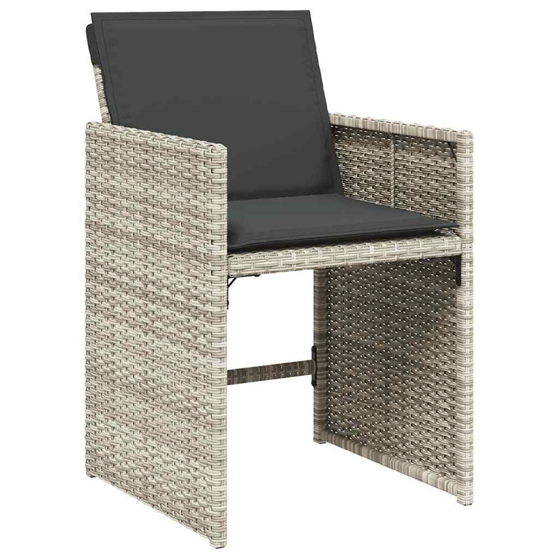Set mobilier de grădină cu perne 11 piese gri deschis poliratan