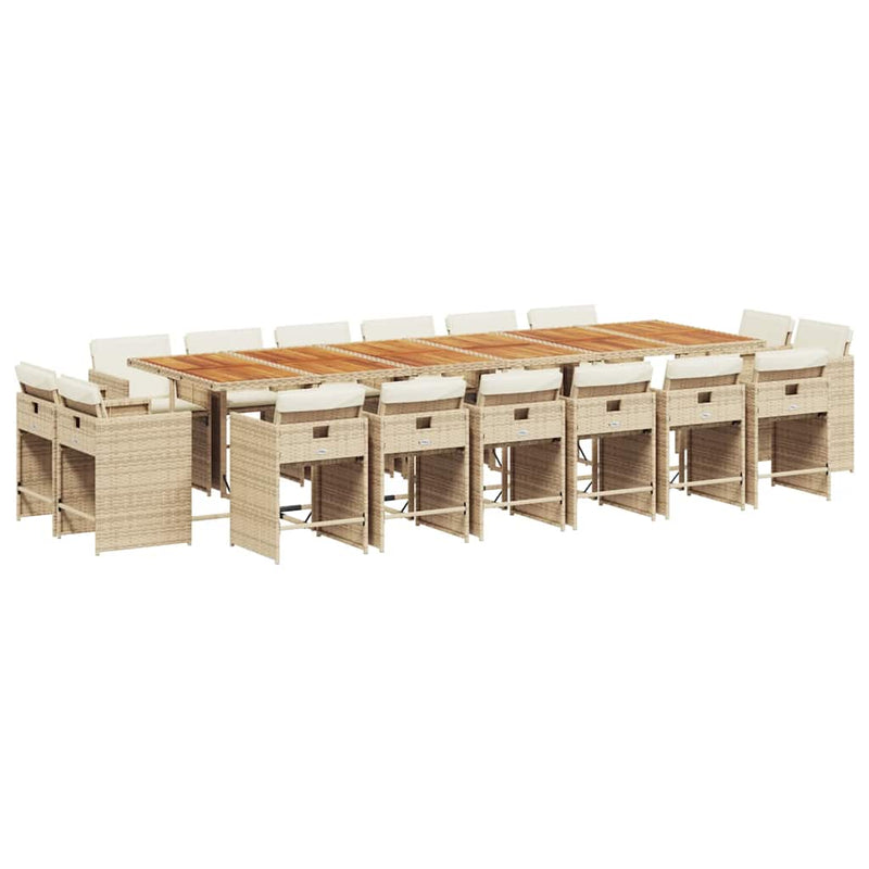 Set mobilier de grădină cu perne, 17 piese, bej, poliratan