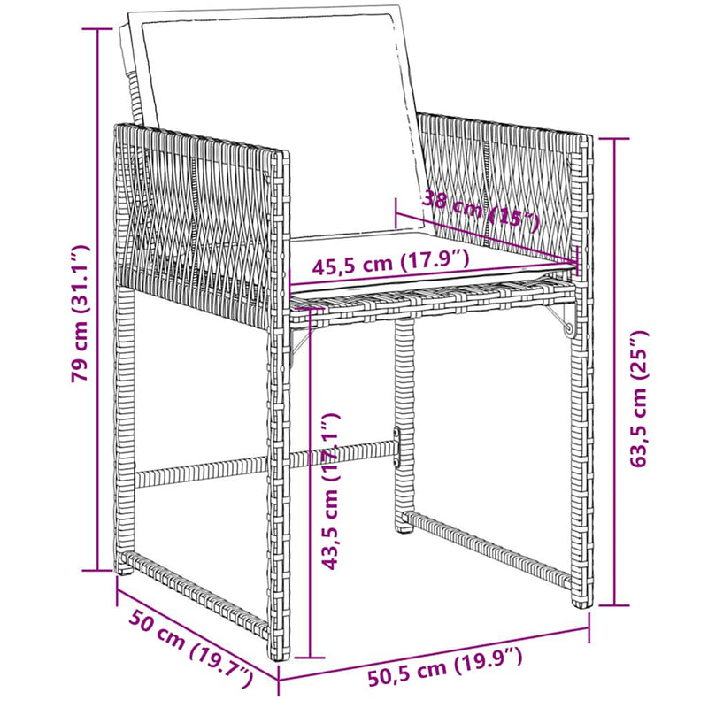 Set mobilier de grădină cu perne, 11 piese, maro, poliratan