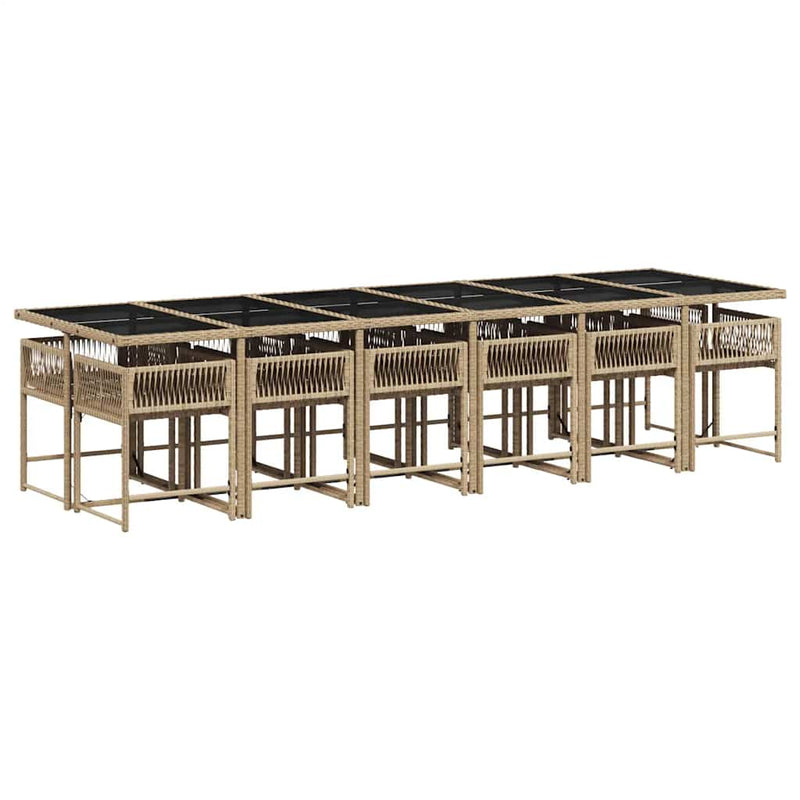 Set mobilier de grădină cu perne, 13 piese, bej, poliratan
