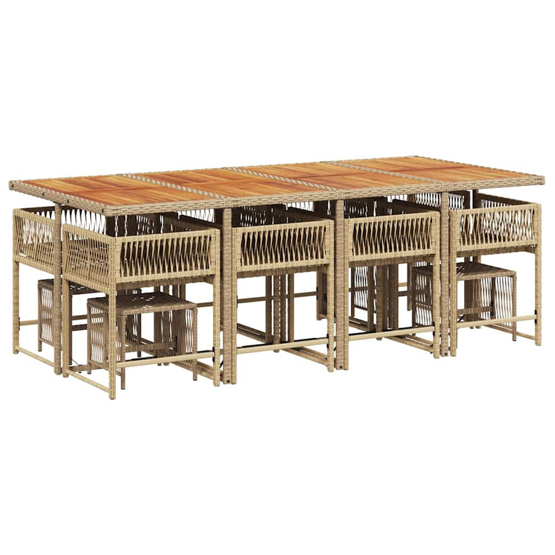 Set mobilier de grădină cu perne, 13 piese, bej, poliratan
