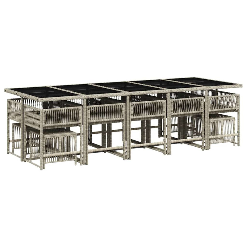 Set mobilier de grădină cu perne 15 piese gri deschis poliratan