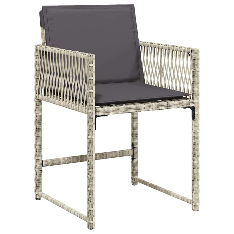 Set mobilier de grădină cu perne 15 piese gri deschis poliratan