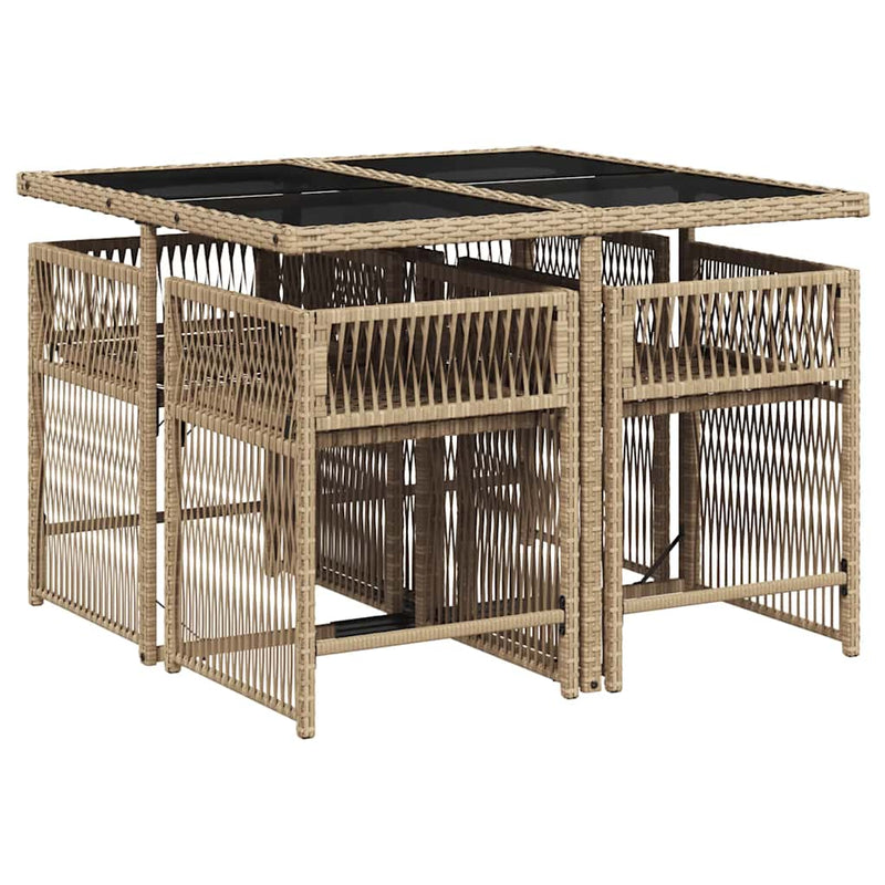 Set mobilier pentru grădină, 5 piese, cu perne, bej, poliratan