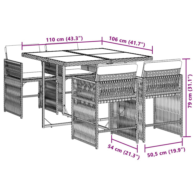 Set mobilier pentru grădină, 5 piese, cu perne, bej, poliratan