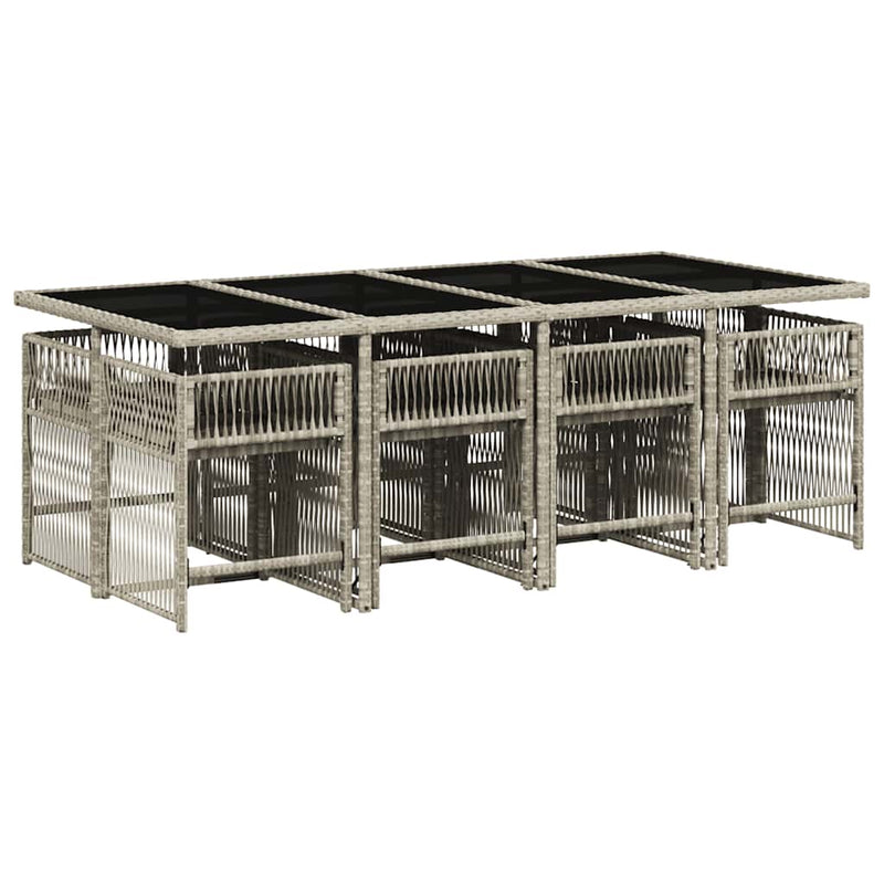 Set mobilier grădină cu perne, 9 piese, gri deschis, poliratan