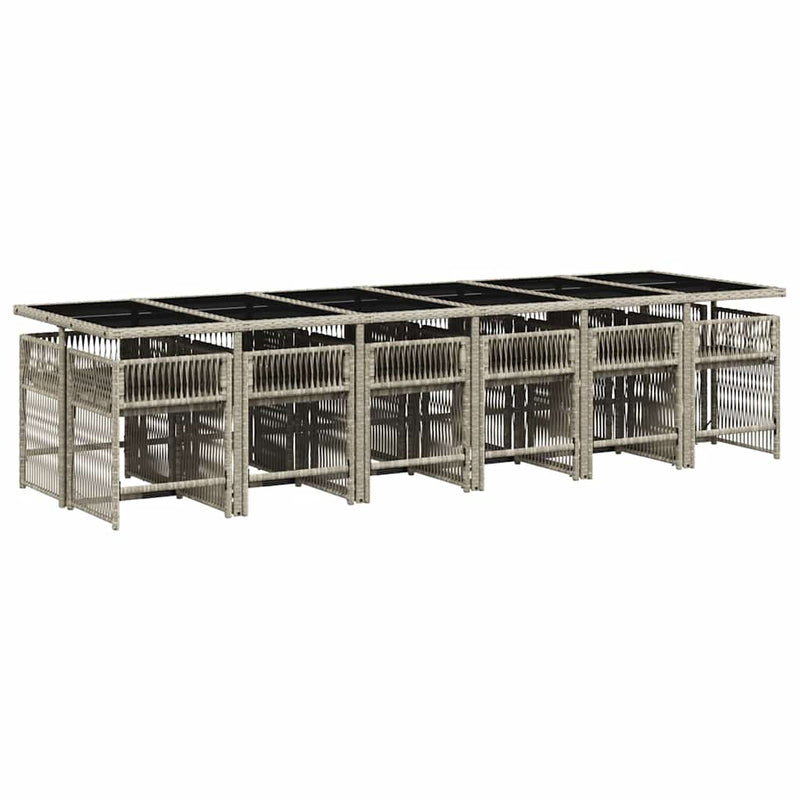 Set mobilier de grădină cu perne 13 piese gri deschis poliratan