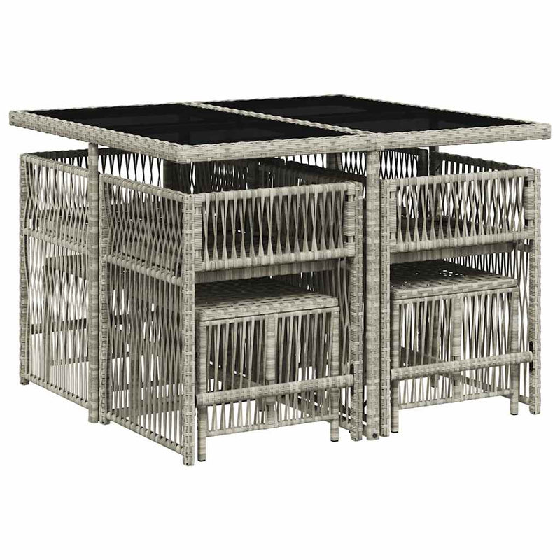 Set mobilier grădină cu perne, 9 piese, gri deschis, poliratan
