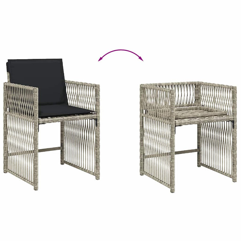 Set mobilier grădină cu perne, 9 piese, gri deschis, poliratan