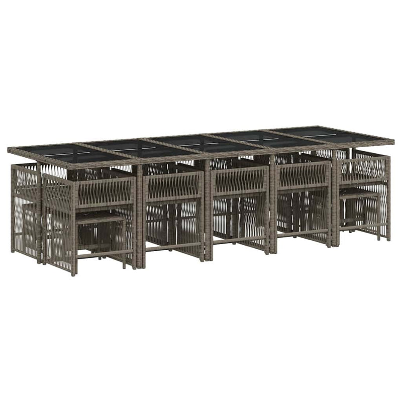 Set mobilier de grădină cu perne, 15 piese, gri, poliratan