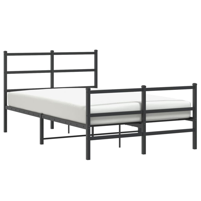Cadru pat metalic cu tăblie de cap/picioare negru, 120x190 cm